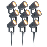9x LED Prikspot - IP44 - 1W - 3000K - 1 Meter Kabel - Antraciet