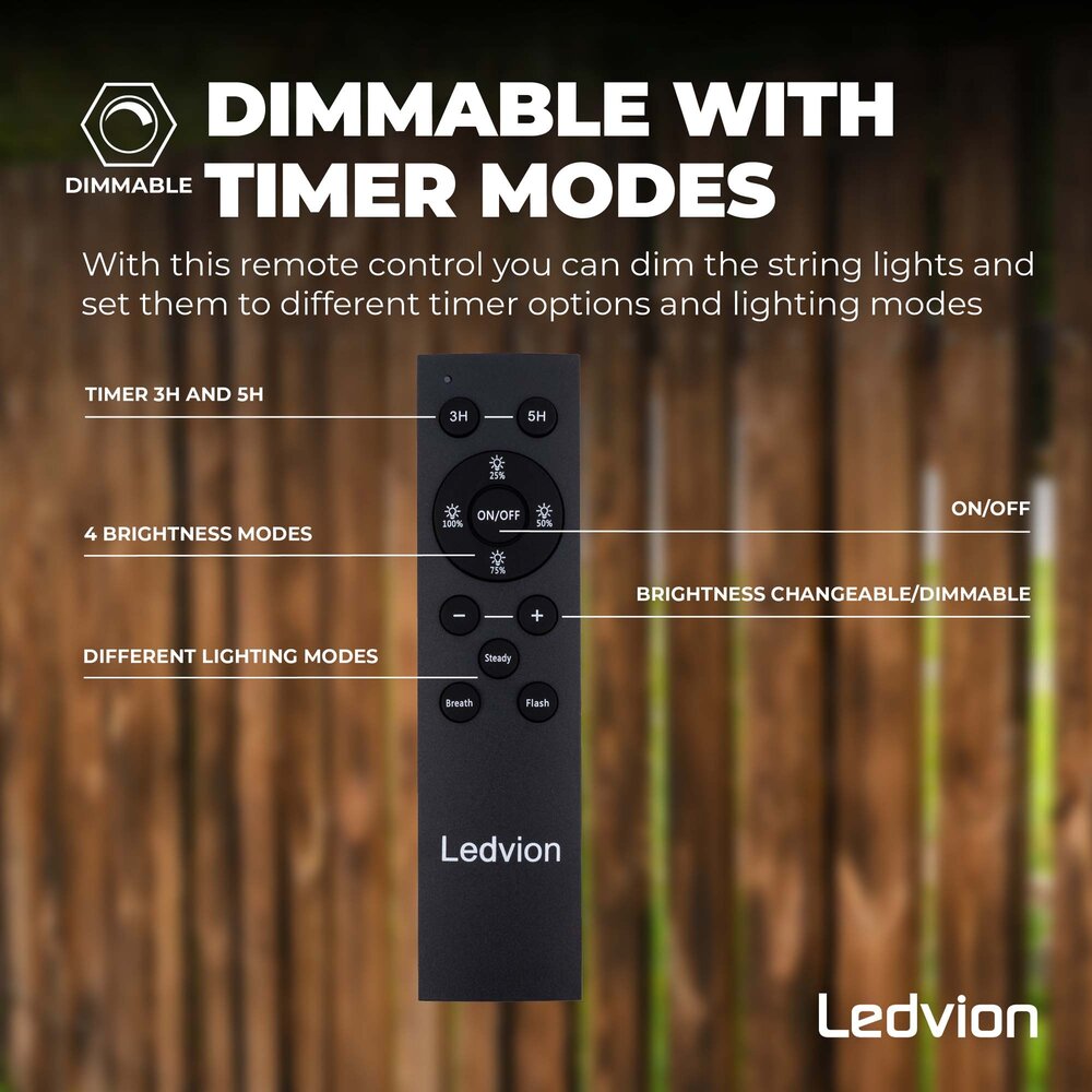 Ledvion Afstandsbediening voor LED Prikkabel - Geschikt voor LVO10096 t/m LVO10099