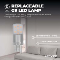 Ledvion Dimbare LED Wandlamp Buiten - Tweezijdig - 3,5W - 2700K - IP54 - Wit