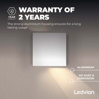 Ledvion Dimbare LED Wandlamp Buiten - Tweezijdig - 3,5W - 2700K - IP54 - Wit