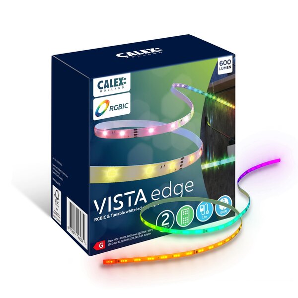 Calex Calex Vista LED Strip - RGBIC + CCT - 3W - 2M - Batterij