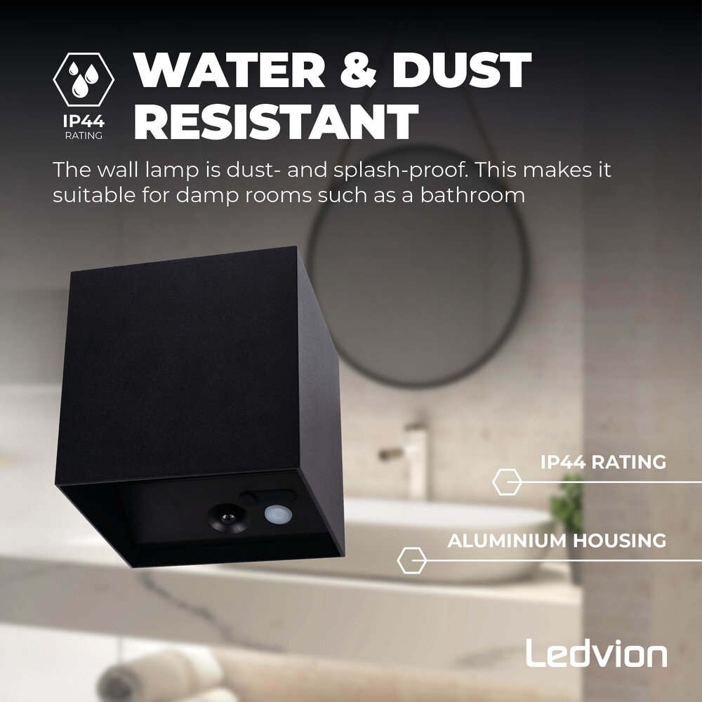 Ledvion 4x USB Oplaadbare Wandlamp Zwart - Draadloos - 4000 mAh Accu - Geschikt voor Binnen & Buiten