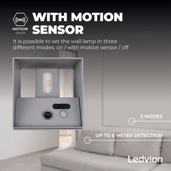 Ledvion 4x USB Oplaadbare Wandlamp Grijs - Draadloos - 4000 mAh Accu - Geschikt voor Binnen & Buiten