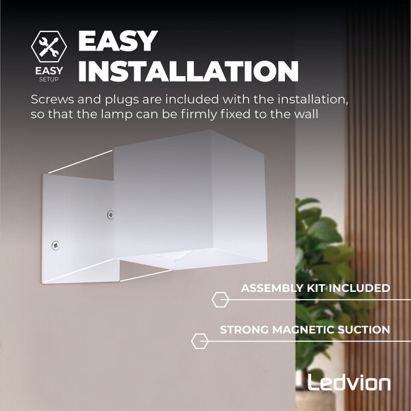 Ledvion 3x USB Oplaadbare Wandlamp Wit - Draadloos - 4000 mAh Accu - Geschikt voor Binnen & Buiten