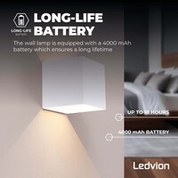 Ledvion 3x USB Oplaadbare Wandlamp Wit - Draadloos - 4000 mAh Accu - Geschikt voor Binnen & Buiten