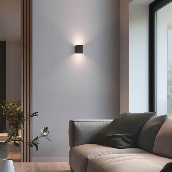 Ledvion 4x USB-C Oplaadbare Wandlamp - 2W - 150 Lumen - 2700K - IP44 - Draadloos - 1300 mAh Accu - Aluminium - Zwart