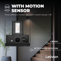Ledvion 4x USB-C Oplaadbare Wandlamp - 2W - 150 Lumen - 2700K - IP44 - Draadloos - 1300 mAh Accu - Aluminium - Zwart