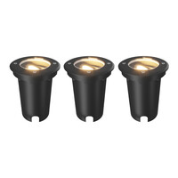 Ledvion 3x LED Grondspot Rond - IP67 - GU10 - Zwart - 1M Kabel - Kantelbaar