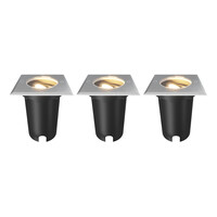 3x LED Grondspot Vierkant - IP67 - GU10 - RVS - 1M Kabel - Kantelbaar