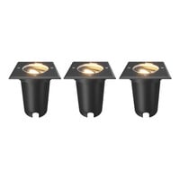 3x LED Grondspot Vierkant - IP67 - GU10 - Zwart - 1M Kabel - Kantelbaar