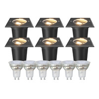 Ledvion 6x LED Grondspot Vierkant - IP67 - 3W - 2700K - 1M Kabel - Zwart - Kantelbaar