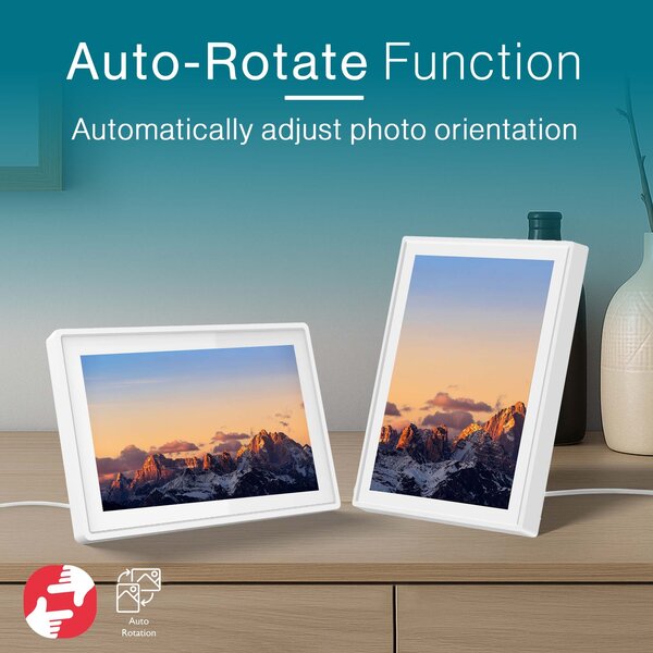 Tiqvi Digitale fotolijst - WiFi en Frameo App - Fotokader 10 inch - Touchscreen - Wit