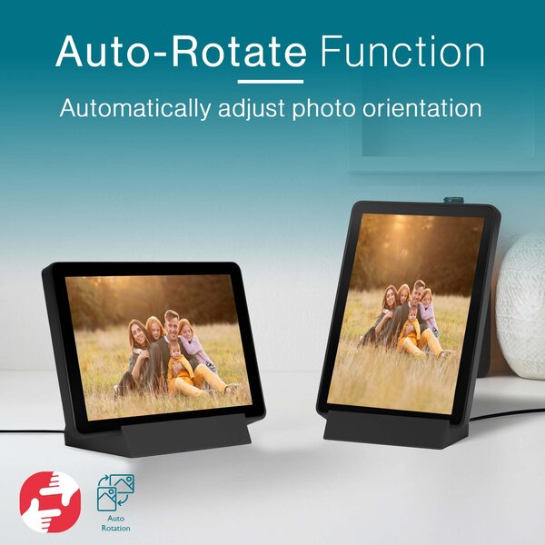 Tiqvi Digitale fotolijst - WiFi en Frameo App - Fotokader 10 inch - Touchscreen - Oplaadbare batterij 3000mAh