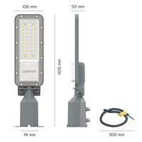 Ledvion LED Straatlamp - 30W - IP65 - 130lm/W - 6500K - Osram LED Chips