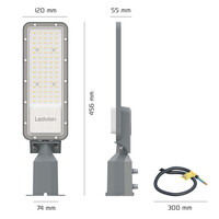 Ledvion LED Straatlamp - 50W - IP65 - 130lm/W - 6500K - Osram LED Chips