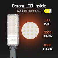 Ledvion LED Straatlamp - 100W - IP65 - 130lm/W - 4000K - Osram LED Chips