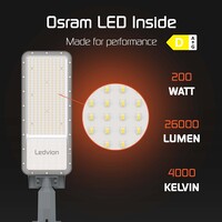 Ledvion LED Straatlamp - 200W - IP65 - 130lm/W - 4000K - Osram LED Chips