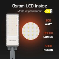 Ledvion LED Straatlamp - 200W - IP65 - 130lm/W - 6500K - Osram LED Chips