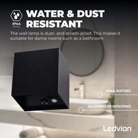 Ledvion 2x USB Oplaadbare Wandlamp Zwart - Draadloos - 4000 mAh Accu - Geschikt voor Binnen & Buiten