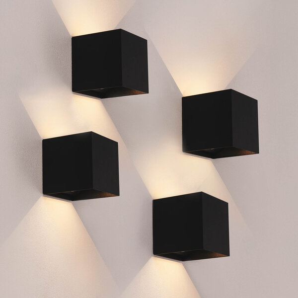 Ledvion 4x USB Oplaadbare Wandlamp Zwart - Draadloos - 4000 mAh Accu - Geschikt voor Binnen & Buiten