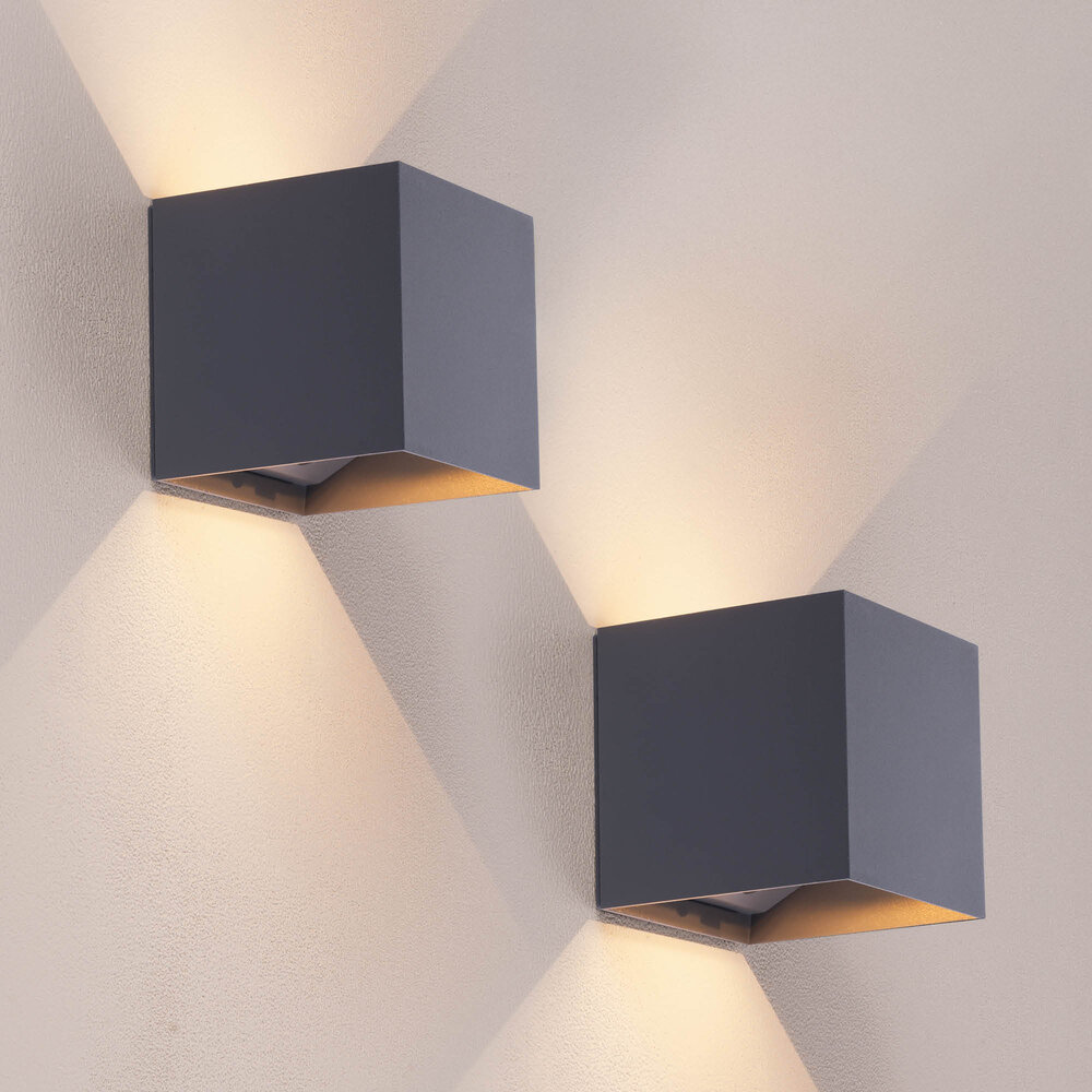 Ledvion 2x USB Oplaadbare Wandlamp Antraciet - Draadloos - 4000 mAh Accu - Geschikt voor Binnen & Buiten