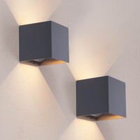 Ledvion 2x USB Oplaadbare Wandlamp Antraciet - Draadloos - 4000 mAh Accu - Geschikt voor Binnen & Buiten