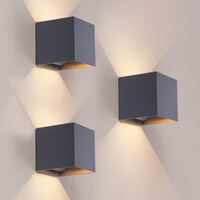 Ledvion 3x USB Oplaadbare Wandlamp Antraciet - Draadloos - 4000 mAh Accu - Geschikt voor Binnen & Buiten