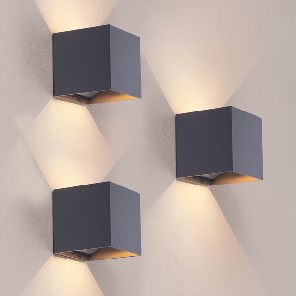 Ledvion 3x USB Oplaadbare Wandlamp Antraciet - Draadloos - 4000 mAh Accu - Geschikt voor Binnen & Buiten