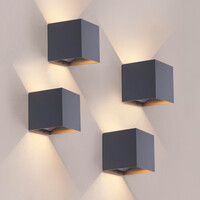 Ledvion 4x USB Oplaadbare Wandlamp Antraciet - Draadloos - 4000 mAh Accu - Geschikt voor Binnen & Buiten