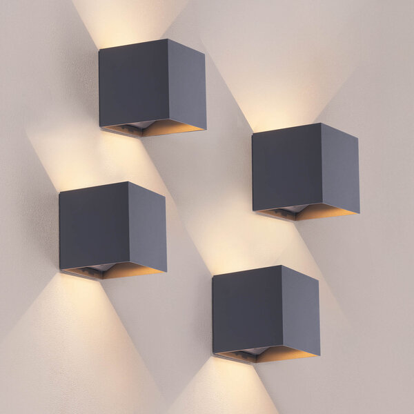 Ledvion 4x USB Oplaadbare Wandlamp Antraciet - Draadloos - 4000 mAh Accu - Geschikt voor Binnen & Buiten