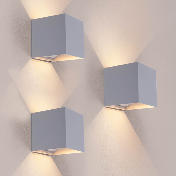 Ledvion 3x USB Oplaadbare Wandlamp Grijs - Draadloos - 4000 mAh Accu - Geschikt voor Binnen & Buiten