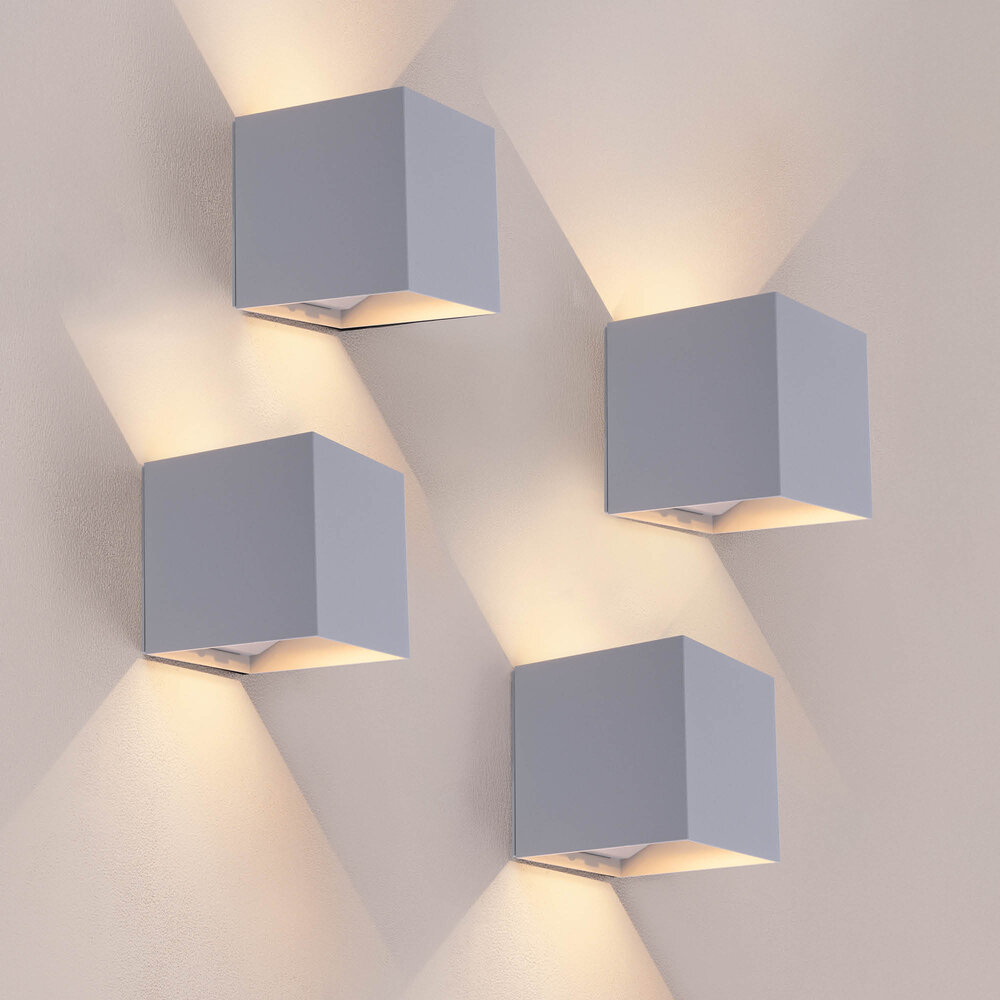 Ledvion 4x USB Oplaadbare Wandlamp Grijs - Draadloos - 4000 mAh Accu - Geschikt voor Binnen & Buiten