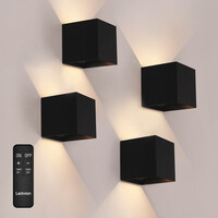 Ledvion 4x USB-C Oplaadbare Wandlamp - 2W - 150 Lumen - 2700K - IP44 - Draadloos - 1300 mAh Accu - Aluminium - Zwart