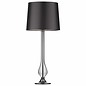 Smoked Glass Table Lamp with Grey Faux Silk Shade