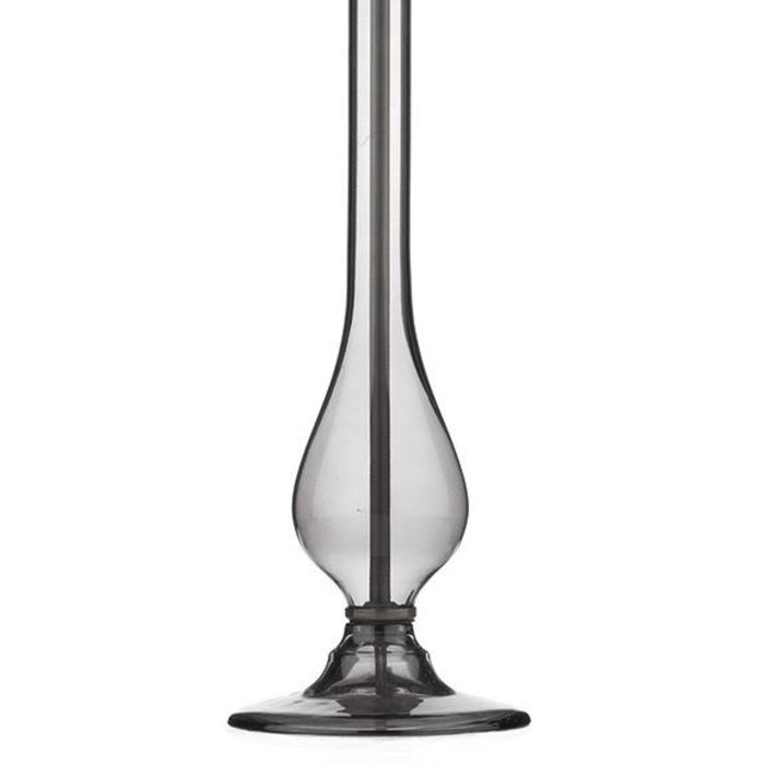 Smoked Glass Table Lamp with Grey Faux Silk Shade