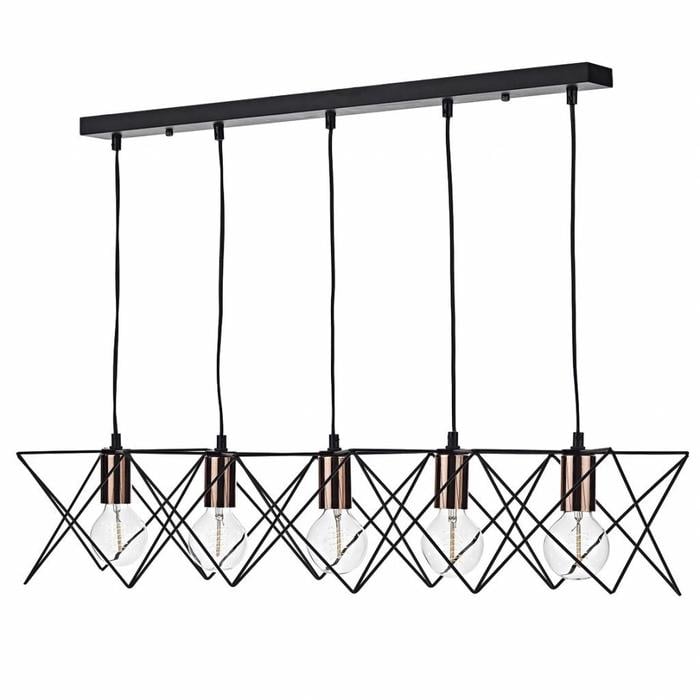 5 Light Cage Bar Pendant - Black