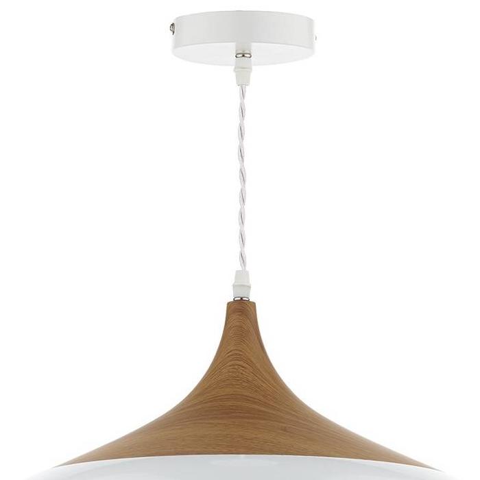 Oversized Scandi White & Wood Pendant