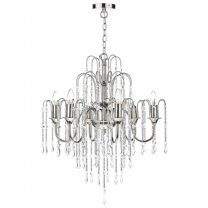 6 Light Waterfall Chandelier - Polished Nickel