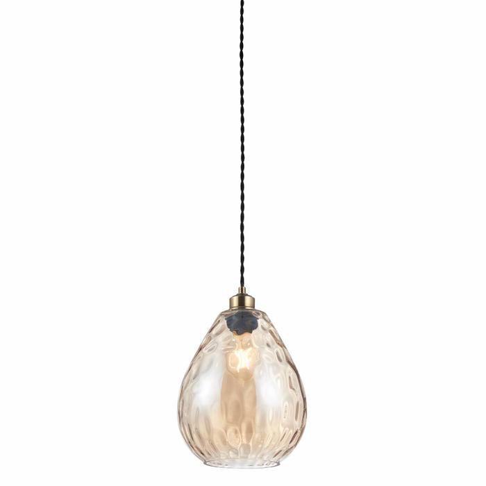 Stace - Rippled Amber Glass Easy Fit Pendant Shade