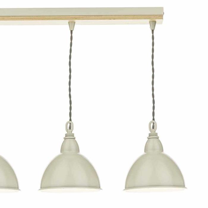 Retro Vintage 3 Light Bar Pendant- Lightwood and Cream