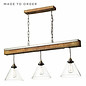 Colorado - Clear Glass, Antique Brass and Resin Wood Effect Bar Pendant