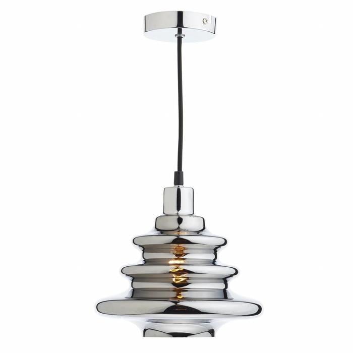 Chromed Ripple Glass Shade - Easy Fit Pendant Shade