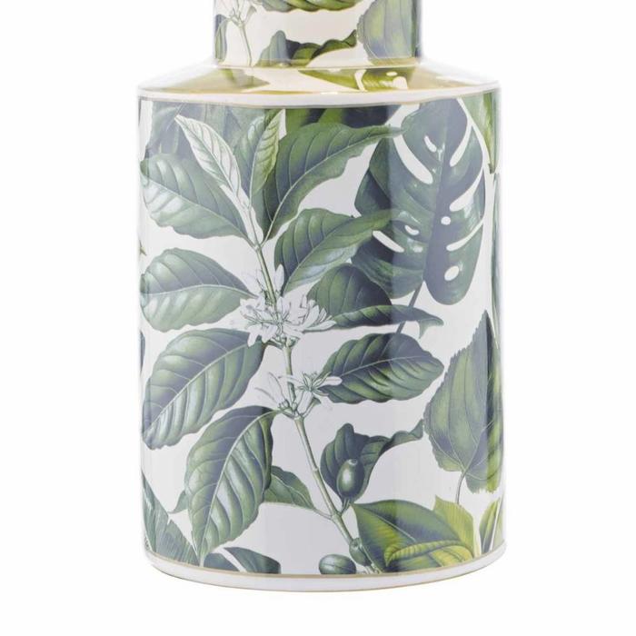 Pedro - Ceramic Table Lamp with Green House Plant Print