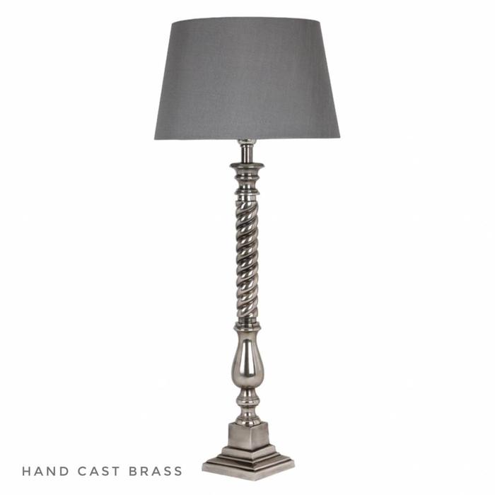 Hoyle - Hand Cast Solid Brass Candlestick Base with Slate Grey Shade