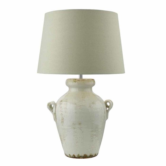 Ravenna - Antique Cream Table Lamp with Natural Linen Shade