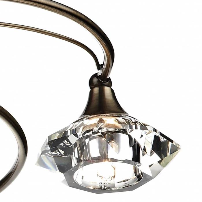 Riviera - 6 Light Semi Flush Crystal Fitting - Antique Brass