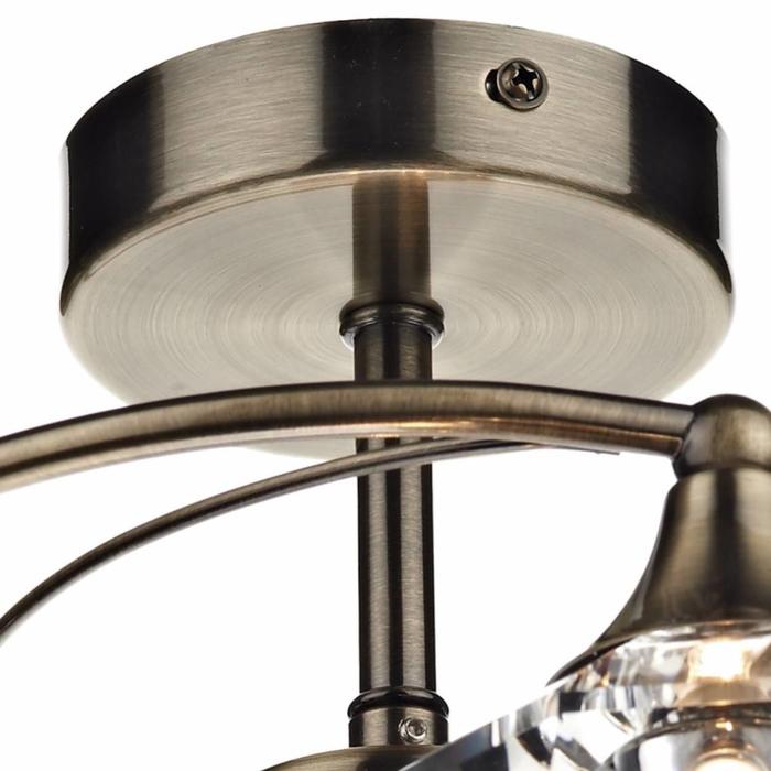 Riviera - 6 Light Semi Flush Crystal Fitting - Antique Brass