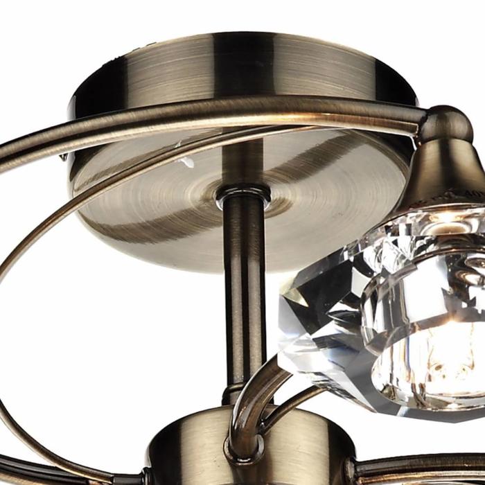 4 Light Semi Flush Crystal Fitting Antique Brass Lightbox