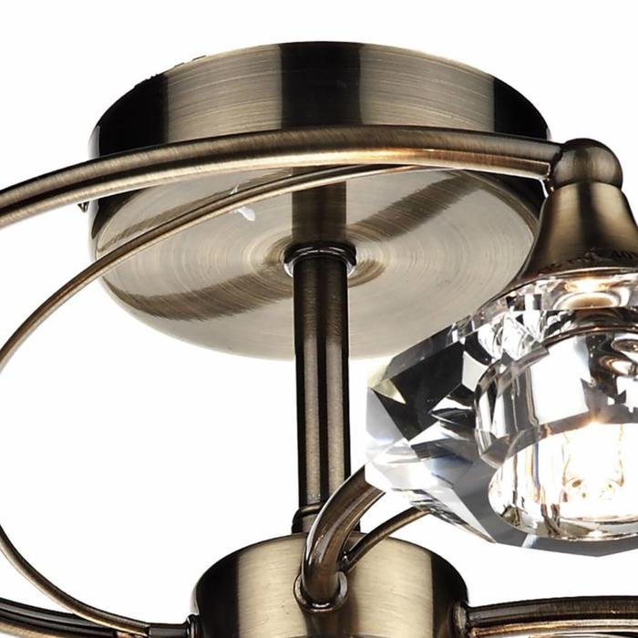 Riviera - 4 Light Semi Flush Crystal Fitting - Antique Brass