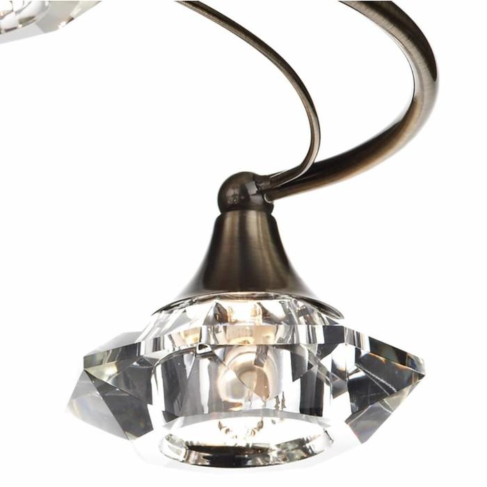 Riviera - 4 Light Semi Flush Crystal Fitting - Antique Brass